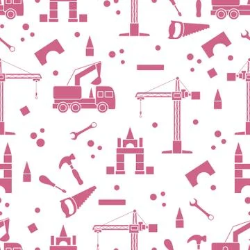 Vector seamless pattern kid toys Car, tools, crane イラスト素材