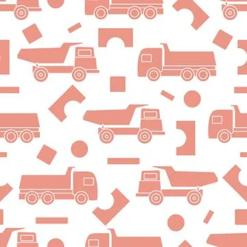 Vector seamless pattern kid toys Dump truck blocks Stock Illustration