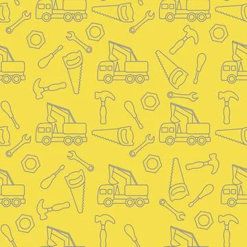 Vector seamless pattern kid toys Car, tools イラスト素材