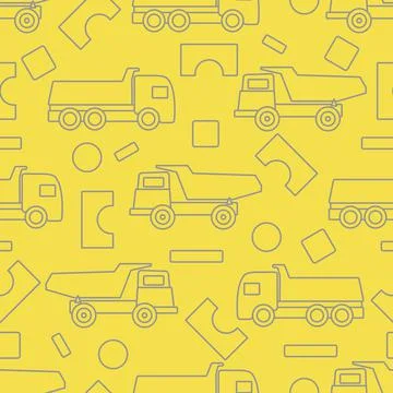 Vector seamless pattern kid toys Dump truck blocks Stock Illustration