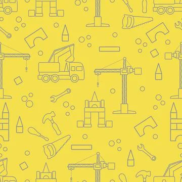 Vector seamless pattern kid toys Car, tools, crane イラスト素材