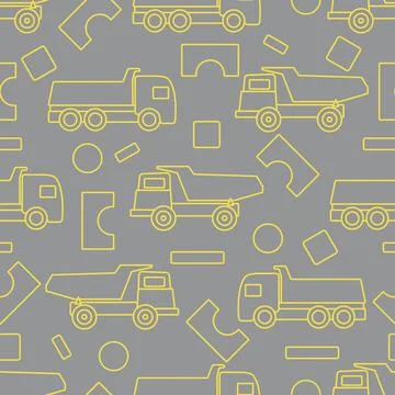 Vector seamless pattern kid toys Dump truck blocks Illustrazione stock