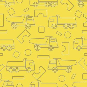 Vector seamless pattern kid toys Dump truck blocks Stock Illustration