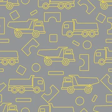 Vector seamless pattern kid toys Dump truck blocks 스톡 일러스트