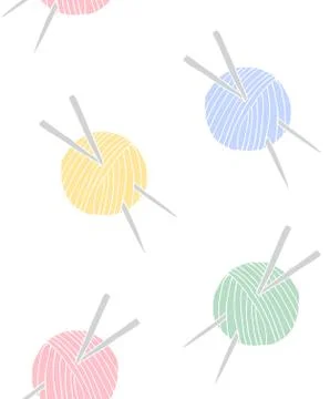 Vector seamless pattern of knit thread and needles Stock Illustration