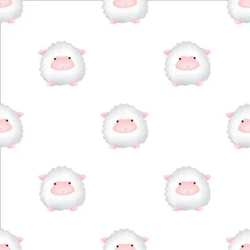 Vector seamless pattern with lambs. Cute animal backdrop for textiles  Stock Illustration