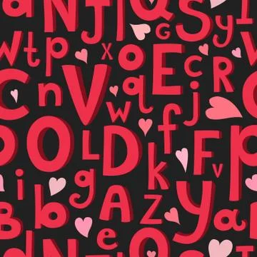 Vector seamless pattern with latin letters of different sizes in a cartoon st Stockillustratie