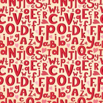 Vector seamless pattern with latin letters of different sizes in a cartoon st Stock Illustration