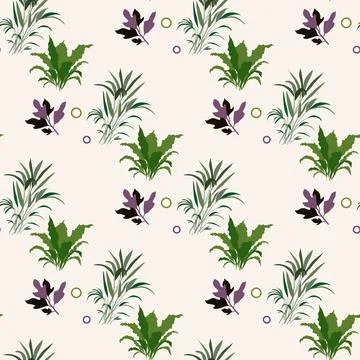 Vector Seamless Pattern Leaf Herb Plant background Stock Illustration