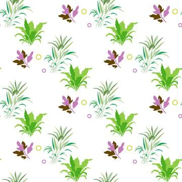 Vector Seamless Pattern Leaf Herb Plant background Stock Illustration