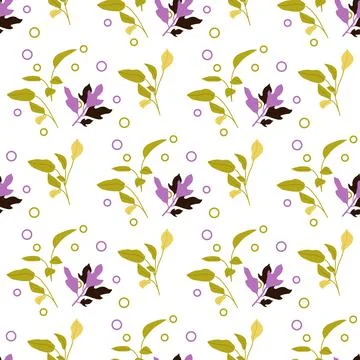 Vector Seamless Pattern Leaf Herb Plant background 스톡 일러스트