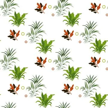 Vector Seamless Pattern Leaf Herb Plant background 库存插图