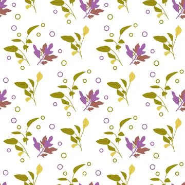 Vector Seamless Pattern Leaf Herb Plant background イラスト素材