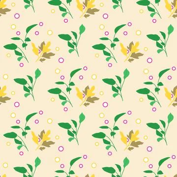 Vector Seamless Pattern Leaf Herb Plant background Stock Illustration