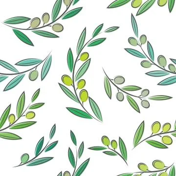 Vector seamless pattern with leaves and olives Illustrazione stock