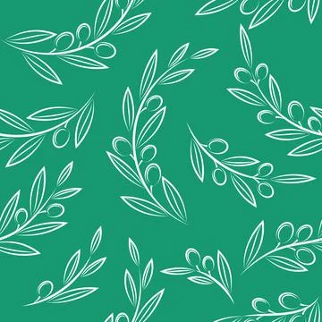 Vector seamless pattern with leaves and olives Illustration