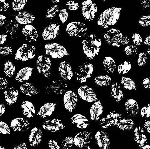 Vector seamless pattern with leaves. Black and white. Stock Illustration