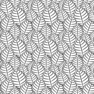 Vector seamless pattern of leaves . Black and white graphics Linear. Hand dr 스톡 일러스트