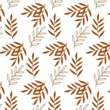 Vector seamless pattern with leaves in boho style Stock Illustration