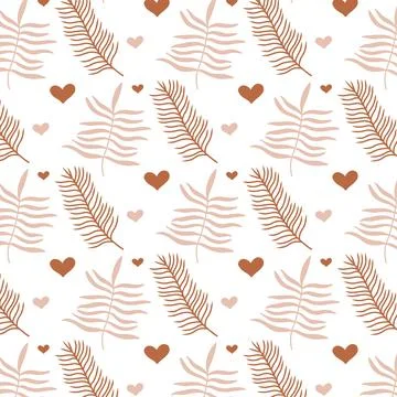 Vector seamless pattern with leaves in boho style. Stock Illustration