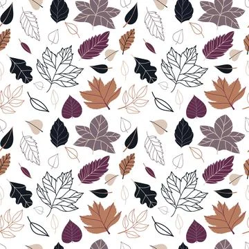 Vector seamless pattern with leaves in cozy colors. Background for scrapbooking Illustrazione stock
