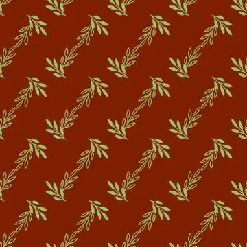 Vector Seamless pattern leaves gold red color, Botanical Floral Decoration Stock Illustration