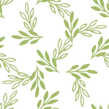 Vector Seamless pattern .leaves green white color, Stock Illustration