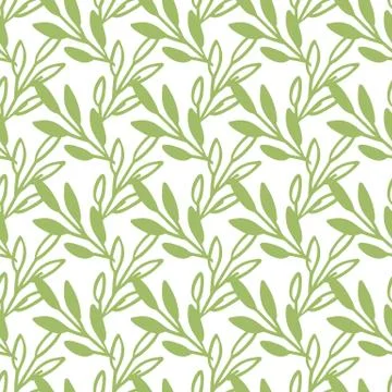 Vector Seamless pattern leaves green color, Botanical Floral Decoration Texture. Stock Illustration