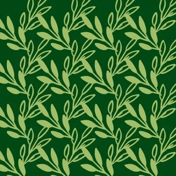 Vector Seamless pattern leaves green color, Botanical Floral Decoration Texture Stock Illustration