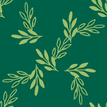 Vector Seamless pattern leaves green color, Botanical Floral Decoration Texture Stock Illustration