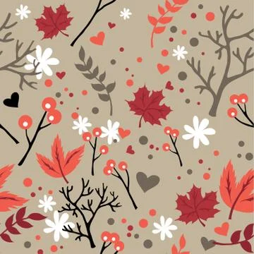 Vector seamless pattern with leaves Stock Illustration