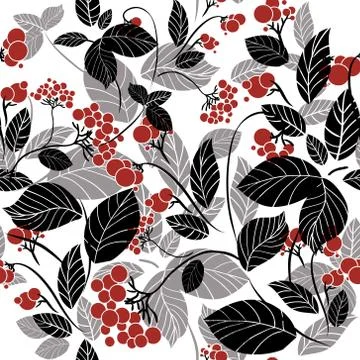 Vector seamless pattern with leaves Stock Illustration