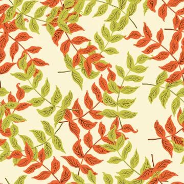 Vector seamless pattern with leaves Stock Illustration