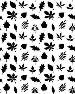 Vector seamless pattern of leaves silhouette Stock Illustration