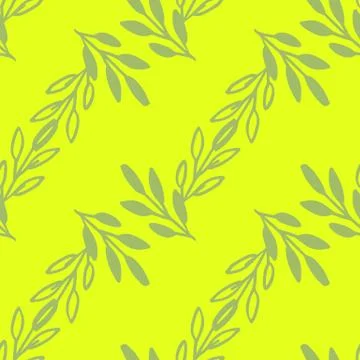 Vector Seamless pattern leaves yellow color, Botanical Floral Decoration Texture Stock Illustration