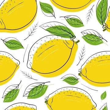 Vector seamless pattern with lemon fruits Illustrazione stock