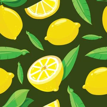 Vector seamless pattern with lemon slices Stock Illustration