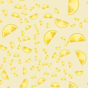 Vector seamless pattern with lemon slices isolated. Bright half, slice and wh Stock Illustration