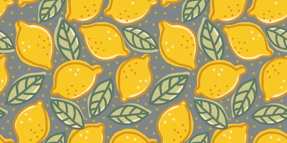 Vector seamless pattern of lemons in doodle style. Cute lemon pattern. Illustrazione stock