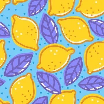 Vector seamless pattern of lemons in doodle style. Cute lemon pattern. Illustrazione stock