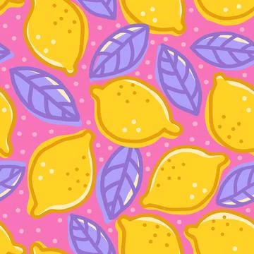 Vector seamless pattern of lemons in doodle style. Cute lemon pattern. Illustrazione stock