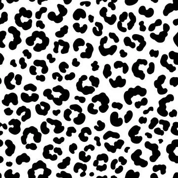 Vector seamless pattern. Leopard black and white skin texture. Stock Illustration