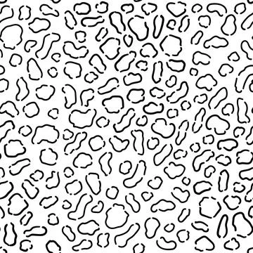 Vector seamless pattern with leopard skin. Black and white leopard spots. Stock Illustration