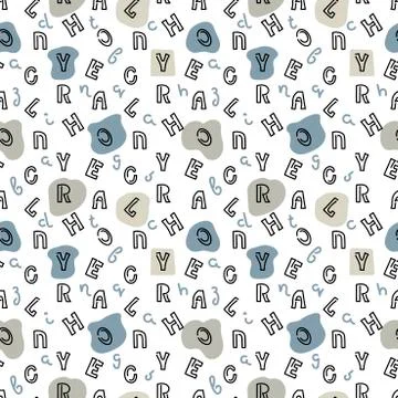 Vector seamless pattern with letters of the alphabet in random order Stock Illustration
