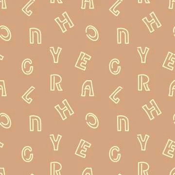 Vector seamless pattern with letters of the alphabet. Hand drawn doodle illus Stock Illustration