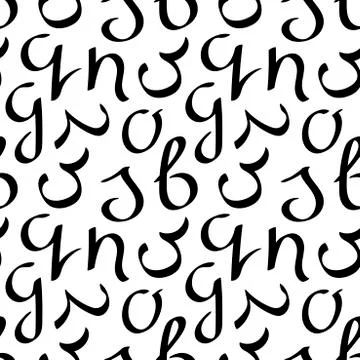 Vector seamless pattern with letters of the alphabet. Hand drawn doodle illus Stock Illustration
