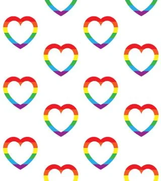 Vector seamless pattern of lgbt rainbow flag heart Stock Illustration