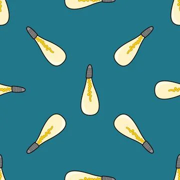 Vector seamless pattern with light bulbs on a green background in the style of Stock Illustration