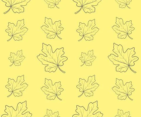 Vector seamless pattern. Line art of leaves. Autumn, spring, summer. Stock Illustration