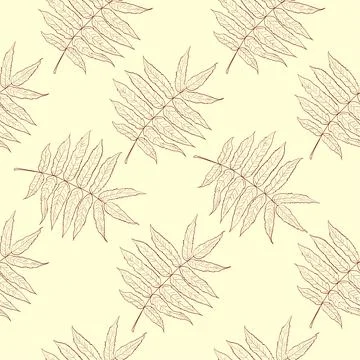 Vector seamless pattern. Line art of leaves. Autumn, spring, summer. Stock Illustration